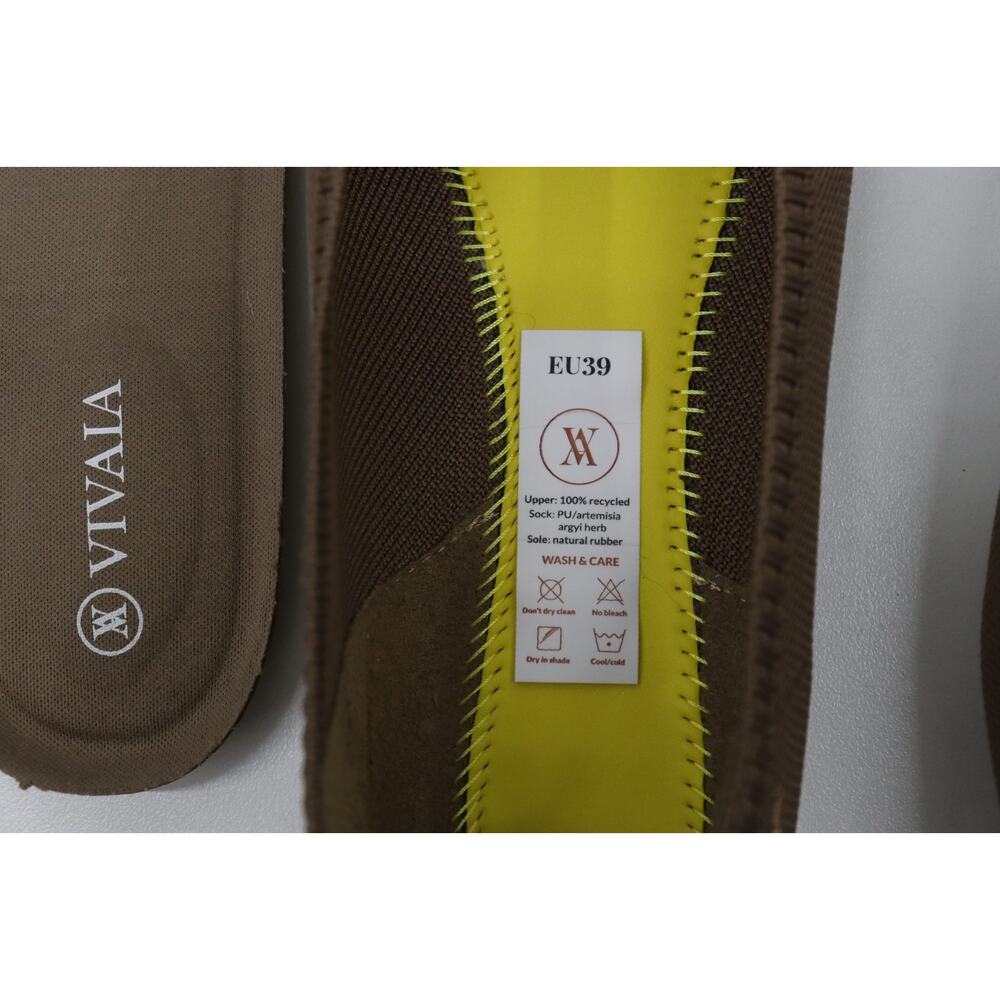 Vivaia Pointed Knit Ballet Flats in Taupe. - Picture 14 of 15